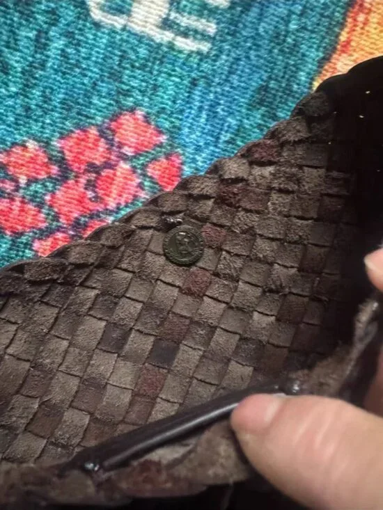 Dragon Diffusion Woven Leather Shoulder Bag Dark Brown Handmade Style - Picture 5 of 7